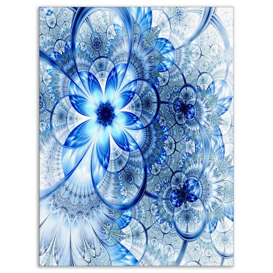 Designart - Dark Blue Flower Pattern Design